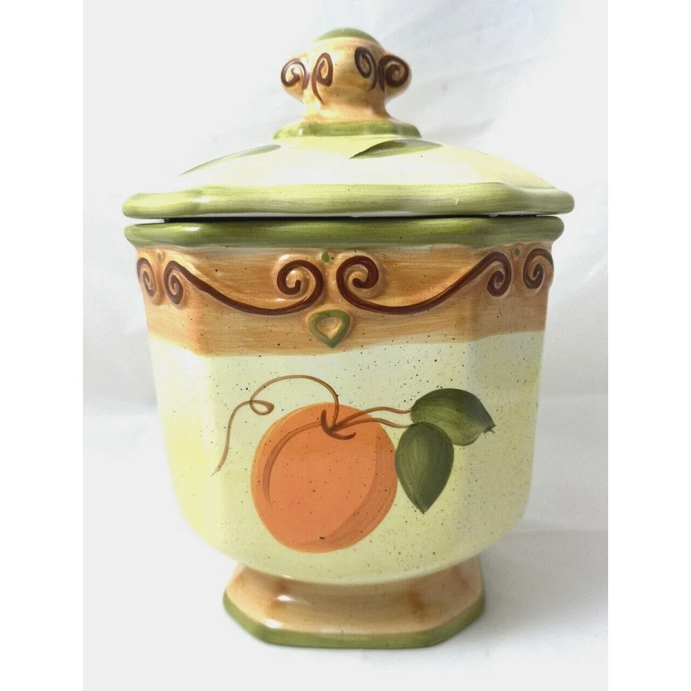 Medici Tabletops Unlimited  Canister/Cookie Jar XL Yellow Green Fruit Lid